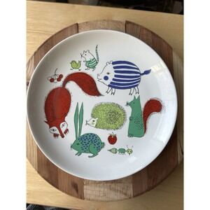 Vintage Arabia Finland MCM Plate Art Animals Cat Pig Fox Porcupine 7.75" READ